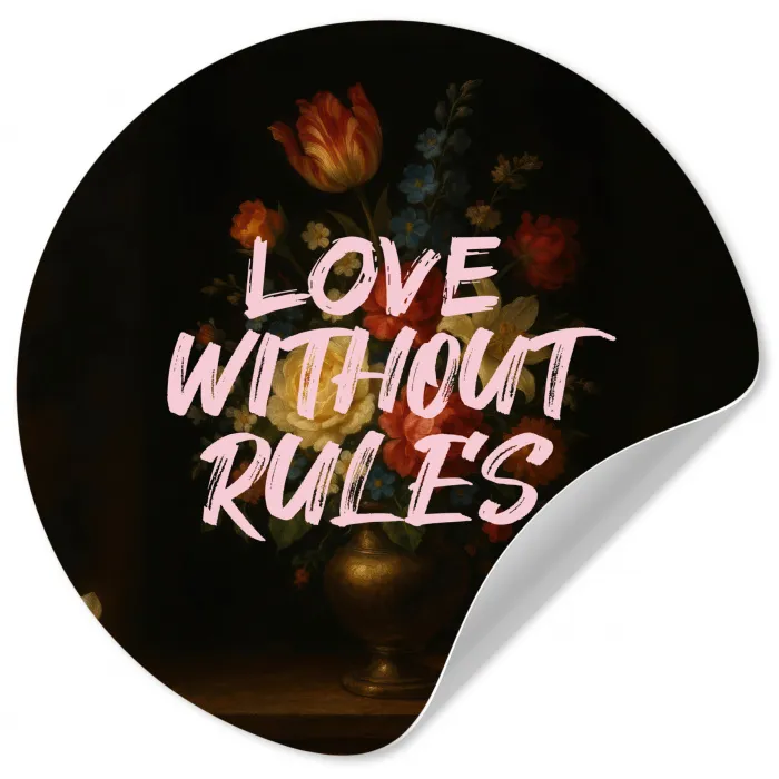Liefde - Modern - Bloemen Wandcirkel behangsticker klein -3d