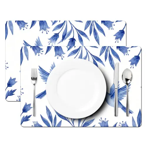 Modern - Vogels - Delfts - Blauw Placemat vinyl groot -zzsfeer2_Kitchenyeah-website