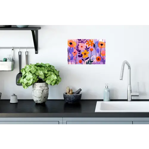 Bloemen - Kleurrijk - Bladeren Muursticker klein -keuken