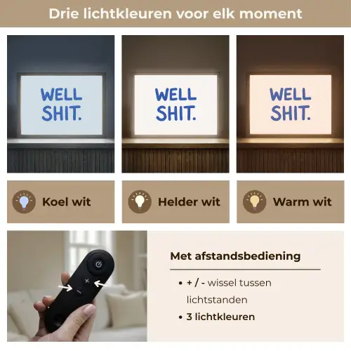 Blauw - Quote - Wit Light Box met batterij (Wandlamp) middel -USP_lichtkleurNL