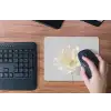 Bloem - Minimalistisch -Wit muismat rubber klein -toetsenbord