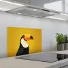 Toekan - Minimalistisch - Snavel - Oranje keuken achterwand spatscherm klein -3d_schuin