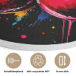 Kersen - Fruit - Graffiti - Verf - Abstract - Modern - Kleurrijk Akoestische PET Vilt - Rond klein -closeup_DE