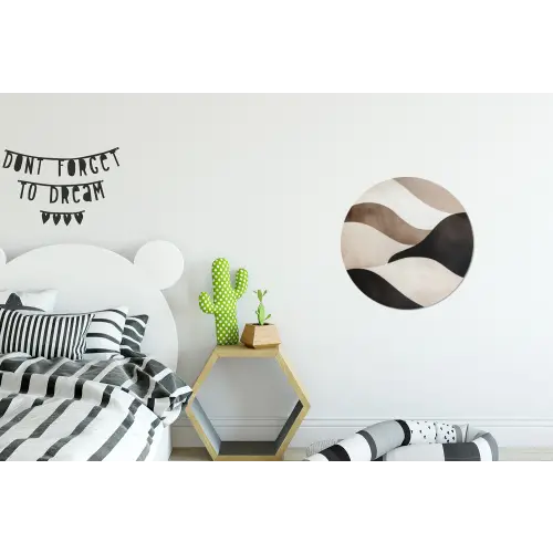 Golven - Abstract - Beige Wandcirkel aluminium klein -kinderkamer