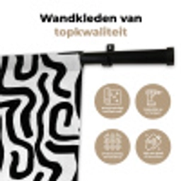 Modern - Lijnen - Zwart Wandkleed katoen klein 269 -sfeer2