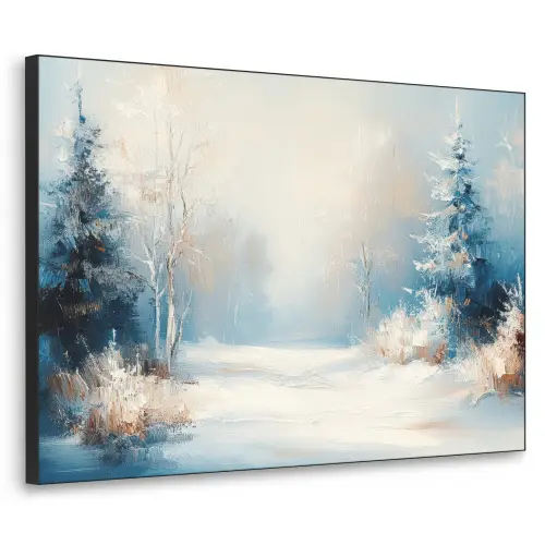 Bos - Winter - Natuur - Abstract - Sneeuw Textielframe - compleet frame klein -3d