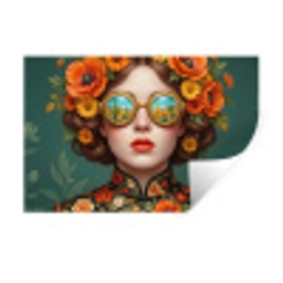 Portret - Vrouw - Kleurrijk - Expressief Muursticker klein -3d