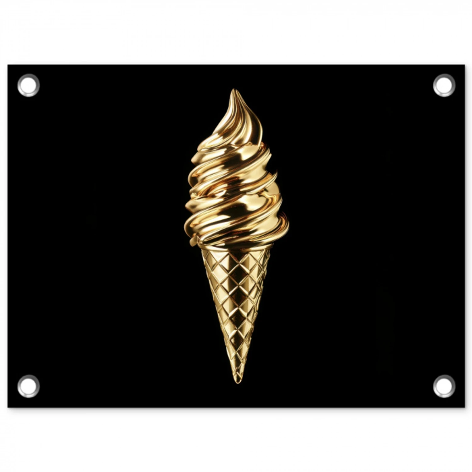 Ijs - Goud - Zwart - Eten tuinposter los doek klein -3d
