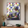 Melkmeisje - Mondriaan - Collage Textielframe zwart klein -sfeer1