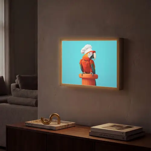 Ara - Koksmuts - Sokkel - Grappig Light Box met batterij (Wandlamp) middel -sfeer1