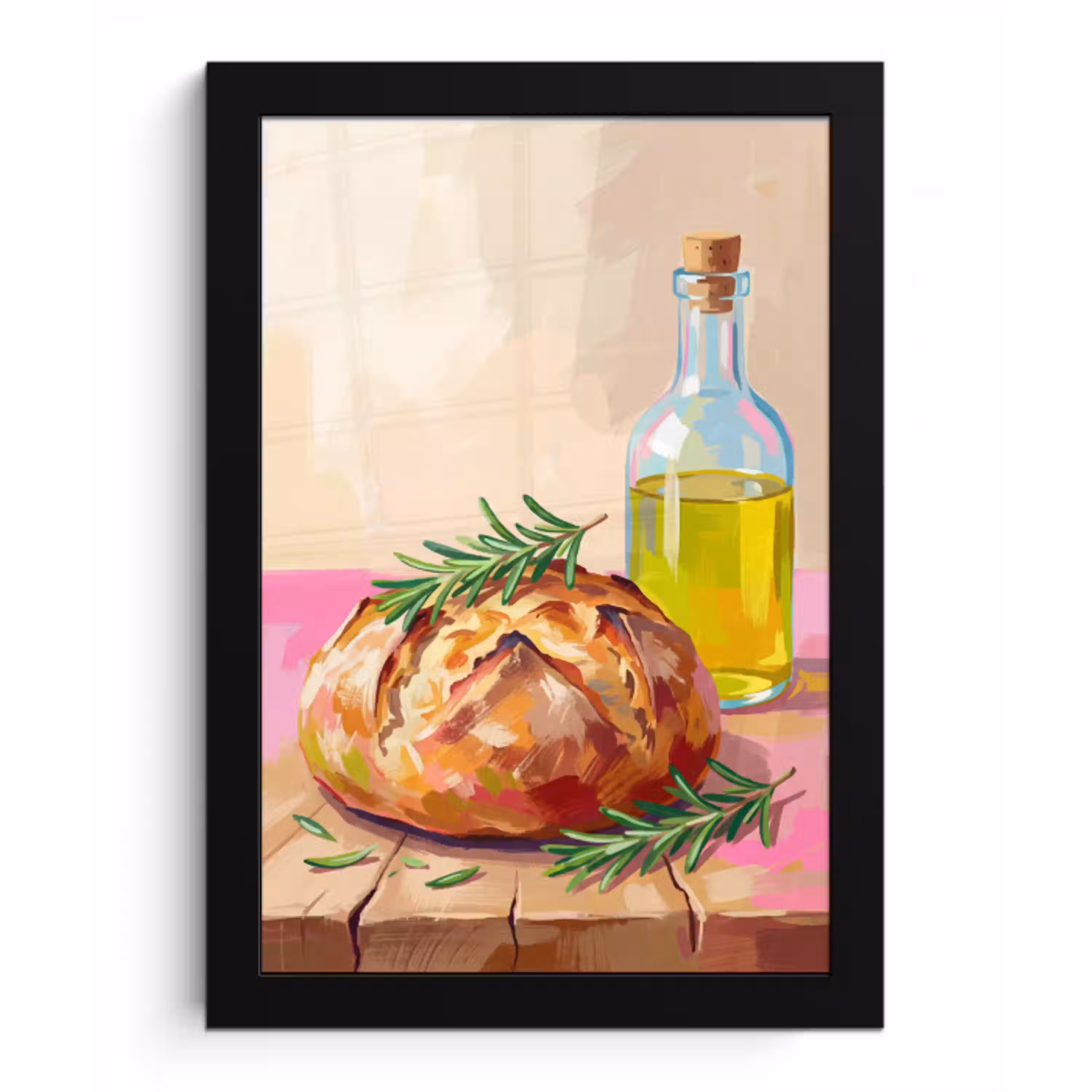 Eten - Brood - Olijfolie - Abstract - Keuken fotolijst zwart zonder passe partout klein -3d