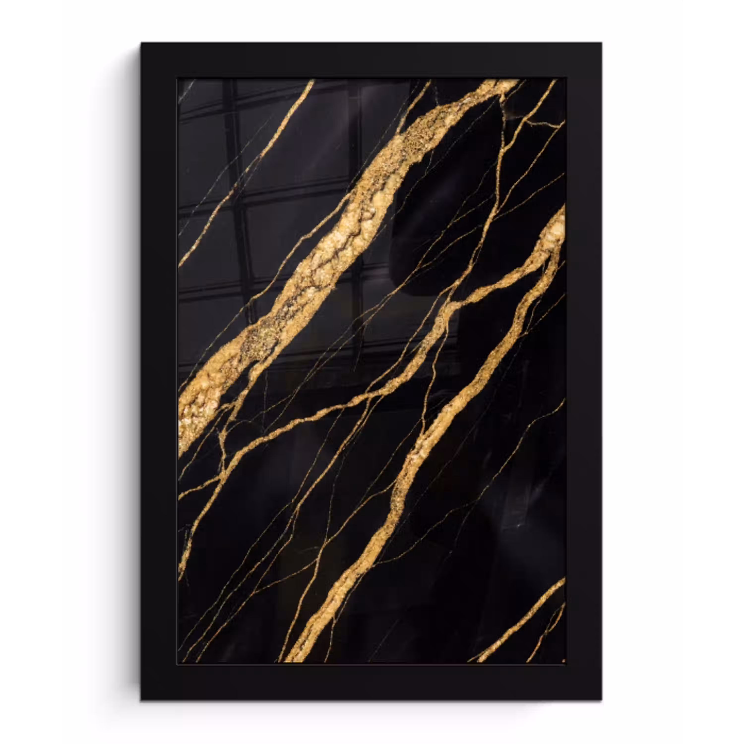 Marmer - Goud - Textuur - Abstract - Zwart fotolijst zwart zonder passe partout klein -3d