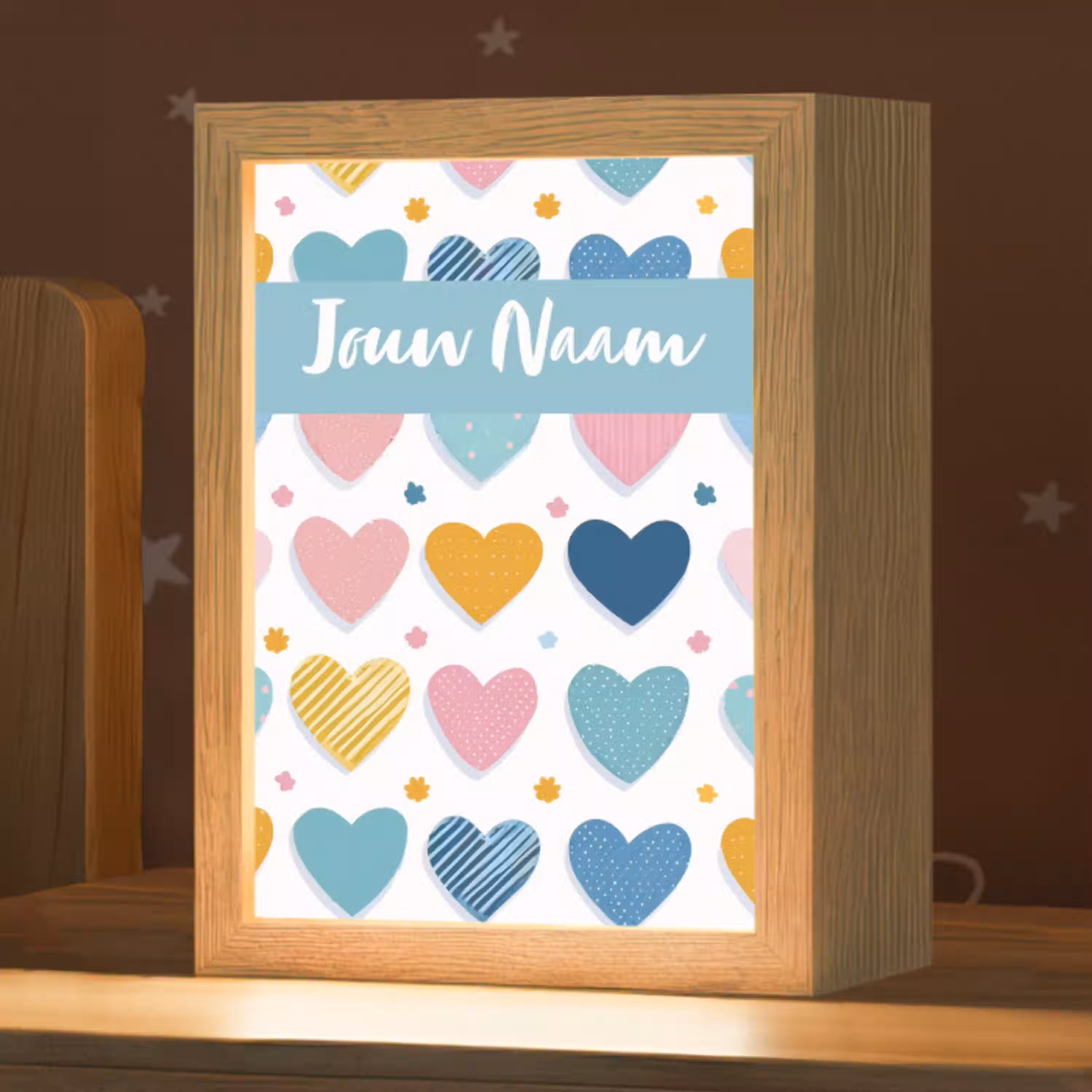 Hartjes - Pastel - Patroon Light Box met kabel (Kinderlampje) klein -zzz_3d_website