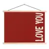 Schuin - Loveyou - Rood textielposter latten blank klein -3d