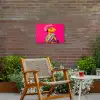 Hagedis - Bloemen - Roze - Kimono Tuinposter op houten frame 2 cm dik klein -sfeer3