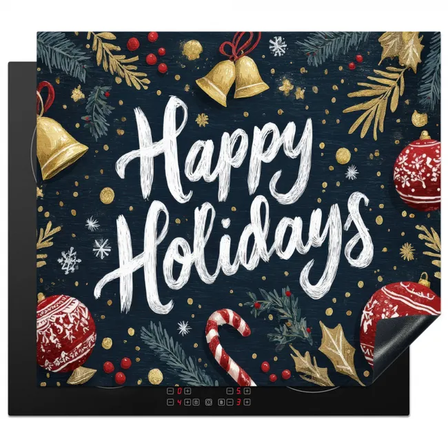 Feestelijk - Kerstgroet - Kleurrijk Inductie beschermer vinyl 3mm middel -3d