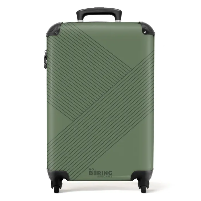 Minimal - Kruisende lijnen op Grijsgroen NBS - Handbagage koffer - Unisex middel -productfoto_recht