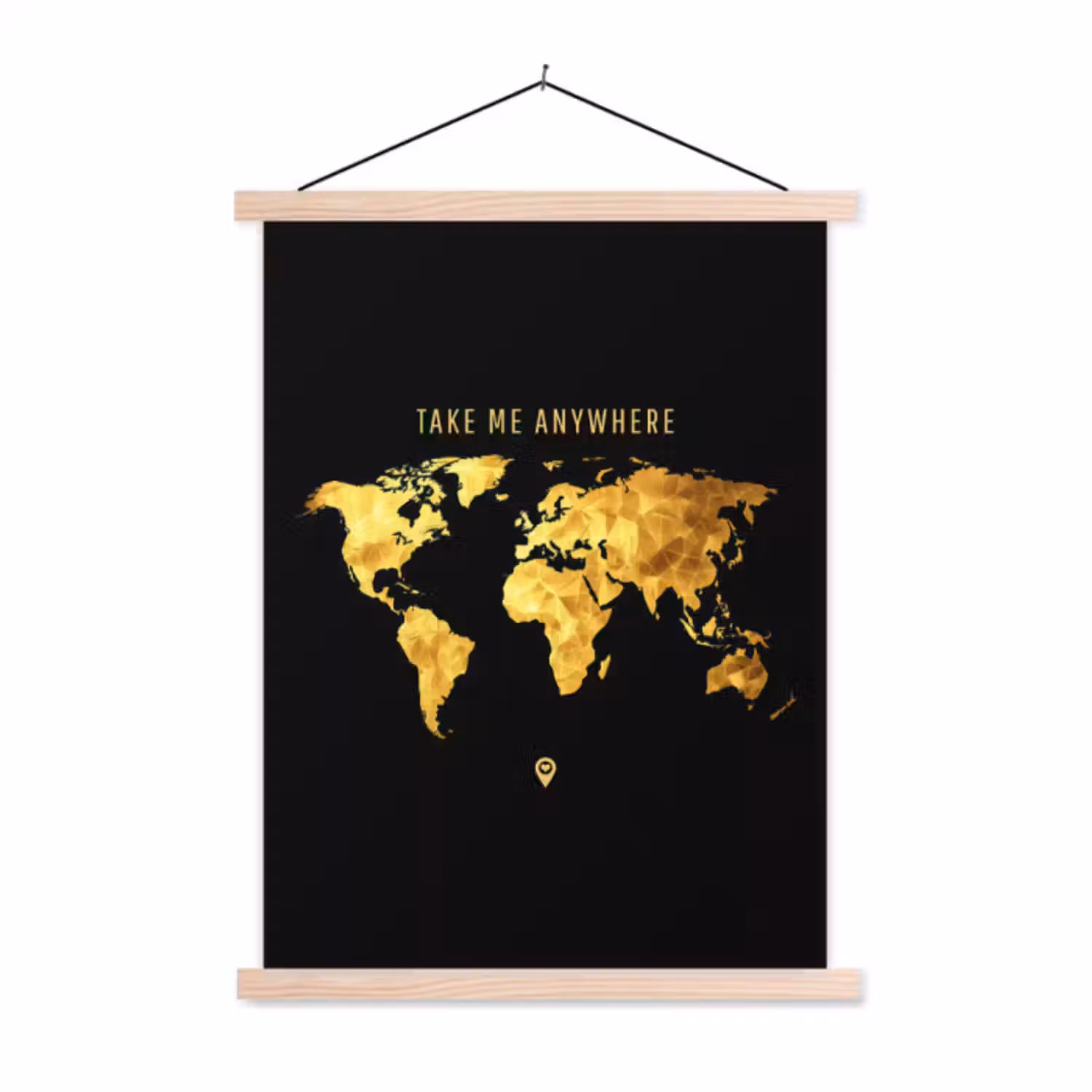 Stoffbild - Gold - Weltkarte - Zitat