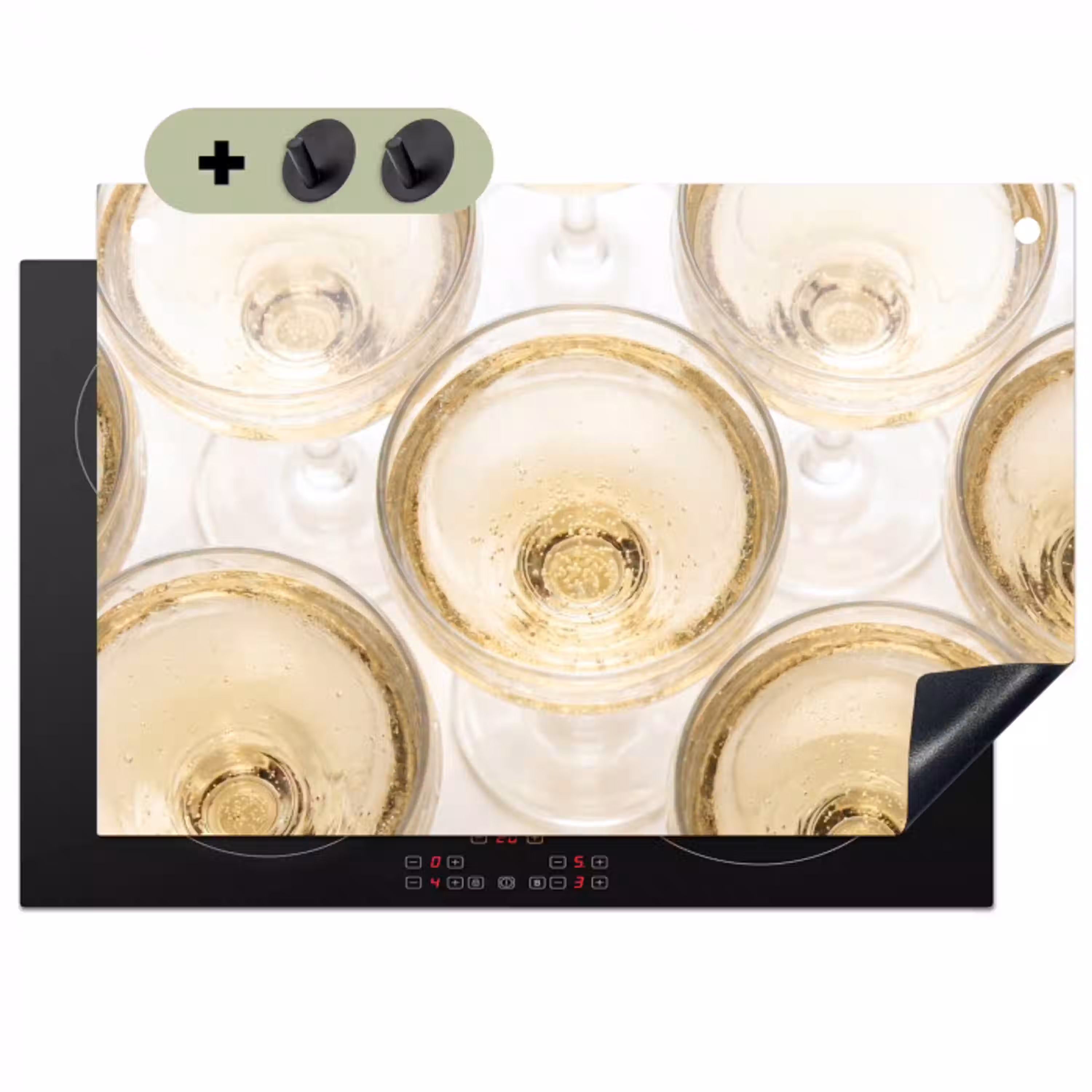 Drank - Glazen - Feest - Goud Inductie beschemer met haakjes klein -3d