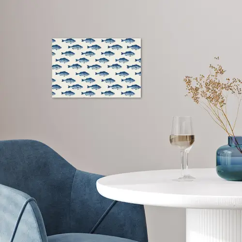 Vis - Patroon - Blauw poster papier klein 62 -sfeer3