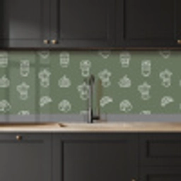 Koffie - Broodjes - Groen - Patroon keuken achterwand 2 middel -sfeer1