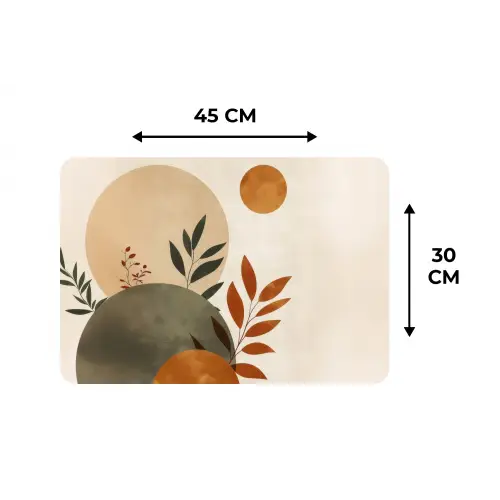 Vormen - Rond - Bladeren - Beige Placemat vinyl groot -specs