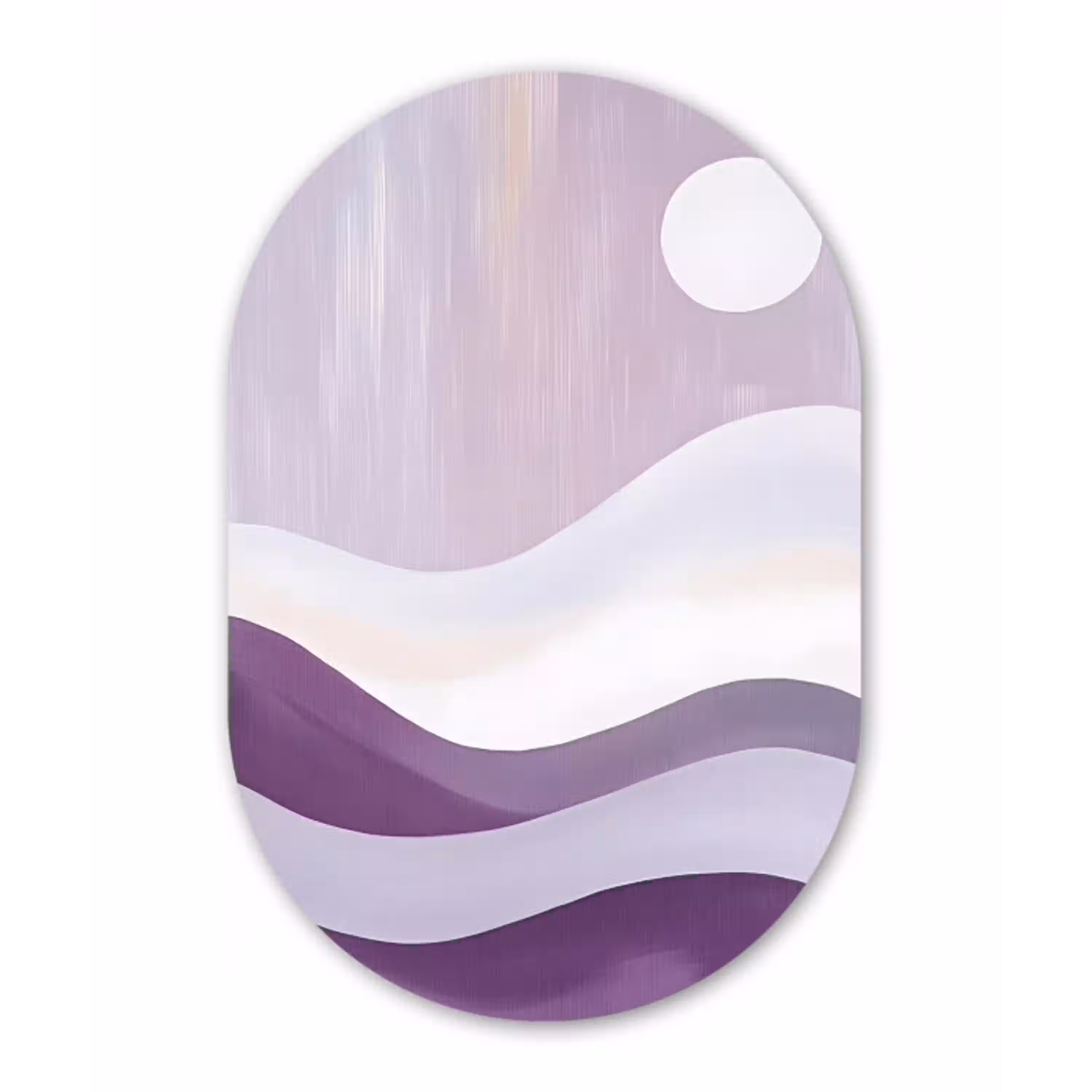 Golven - Heuvels - Abstract - Paars Wandcirkel Ovaal Aluminium middel -3d