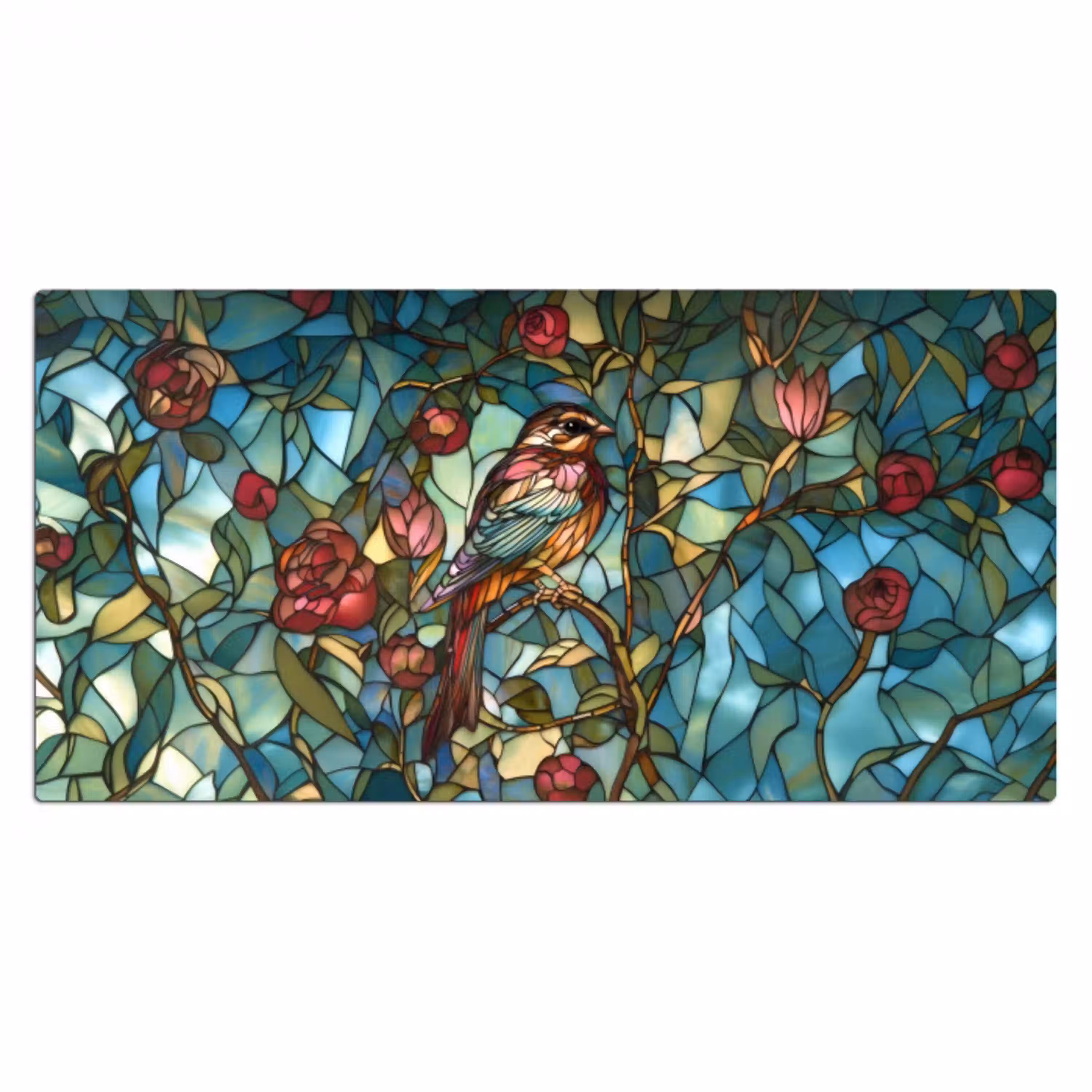 Vogel - Tak - Rozen - Mozaïek Muismat XXL klein -3d_leeg