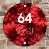 Rode bloemen - Modern Naambord Rond klein -sfeer2