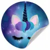 Eenhoorn - Sterren - Magisch - Blauw Wandcirkel behangsticker klein -3d