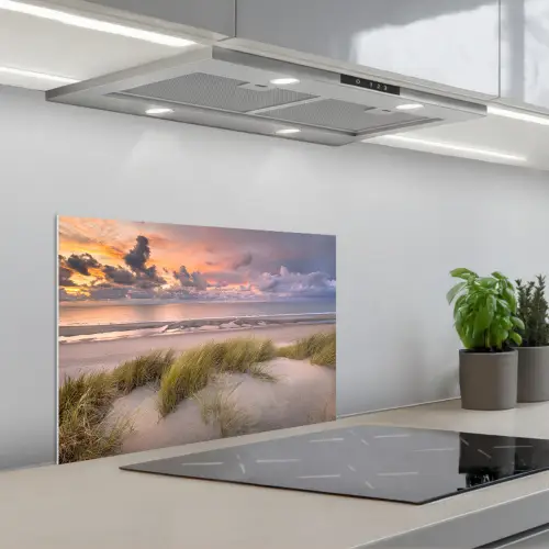 Zonsondergang - Duin - Strand - Planten - Zee keuken achterwand spatscherm klein -3d_schuin