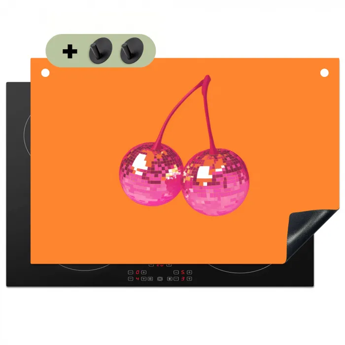 Discoballen - Kers - Spiegels - Roze Inductie beschemer met haakjes klein -3d