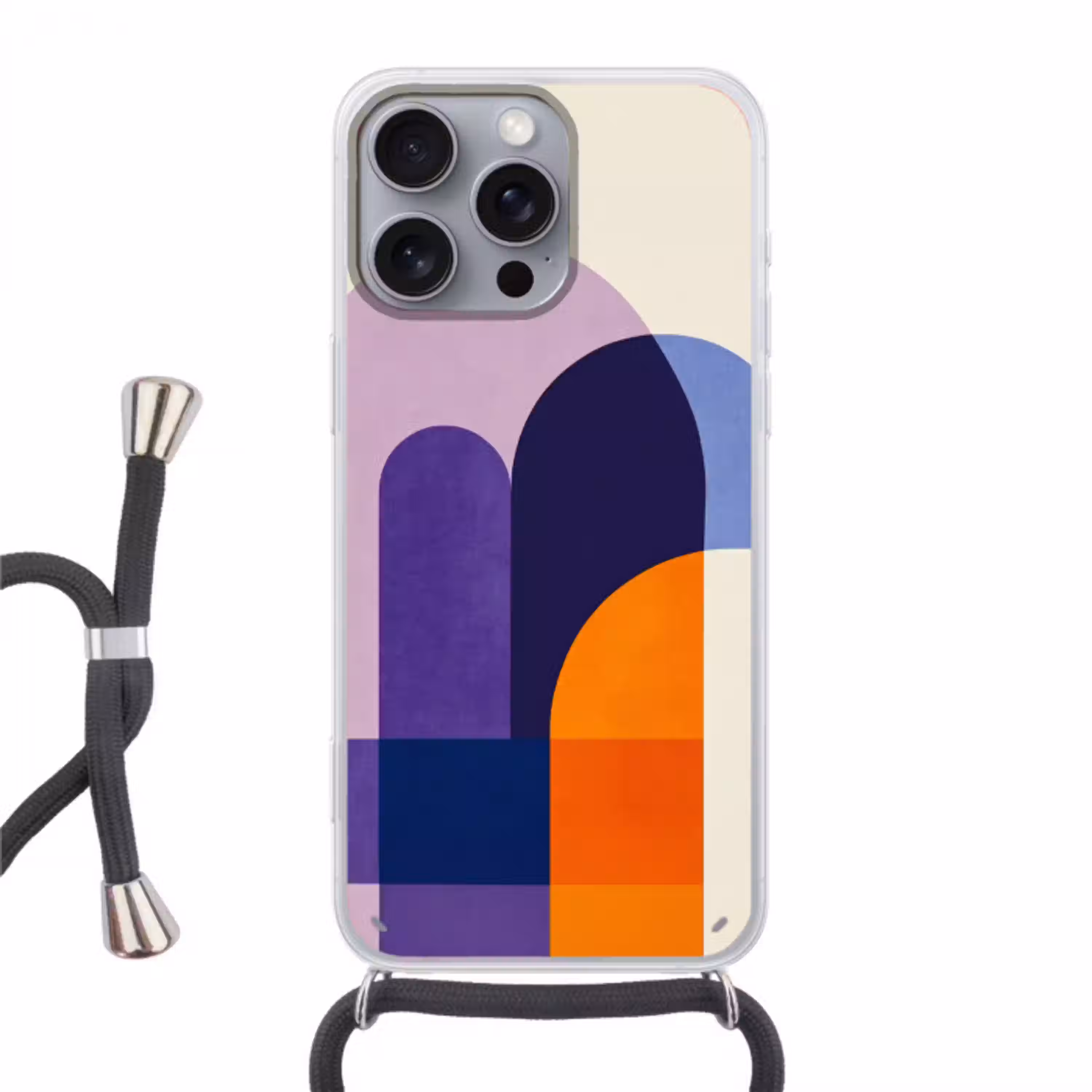 Vormen - Abstract - Grafisch - Oranje Hoesje iPhone 16 Pro Max met koord klein -3d