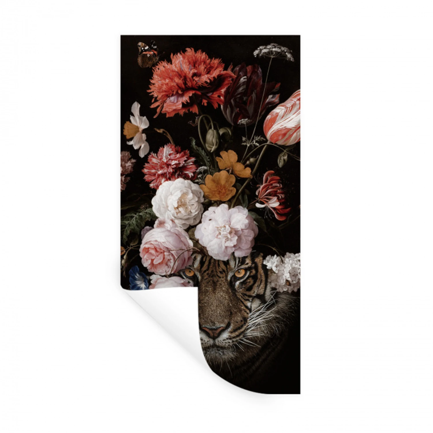 Bloemen - Jan Davidsz de Heem - Tijger - Schilderij - Stilleven - Oude meesters Muursticker klein -3d