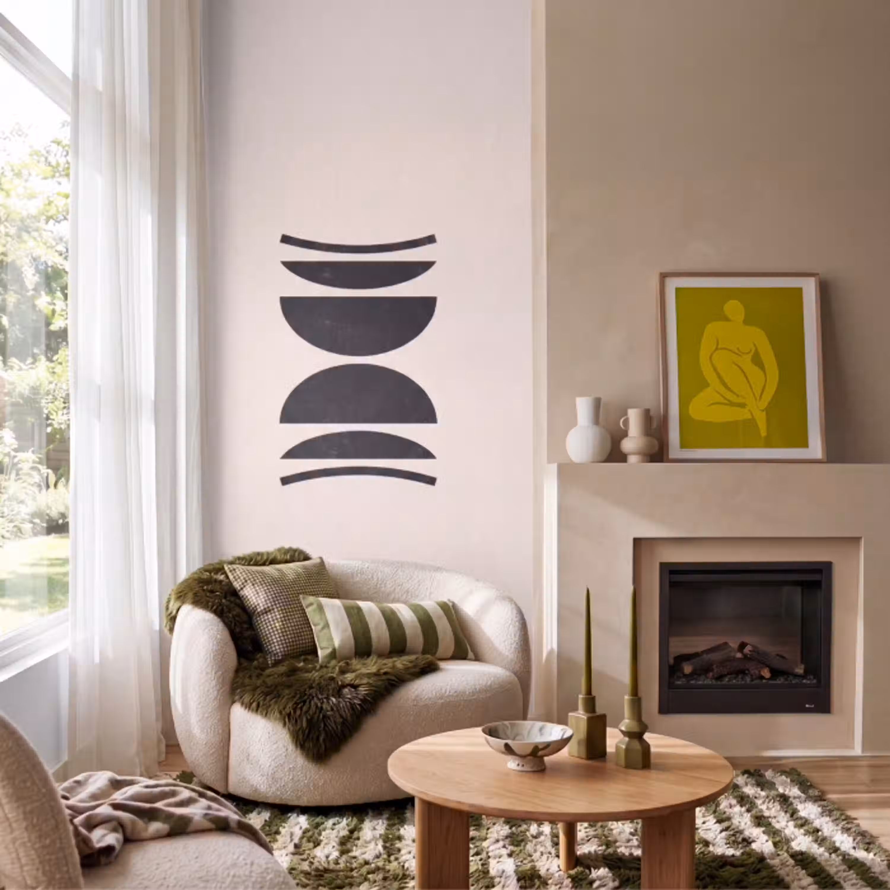 Abstract - Vormen - Zwart Behang Vlies klein -sfeer2