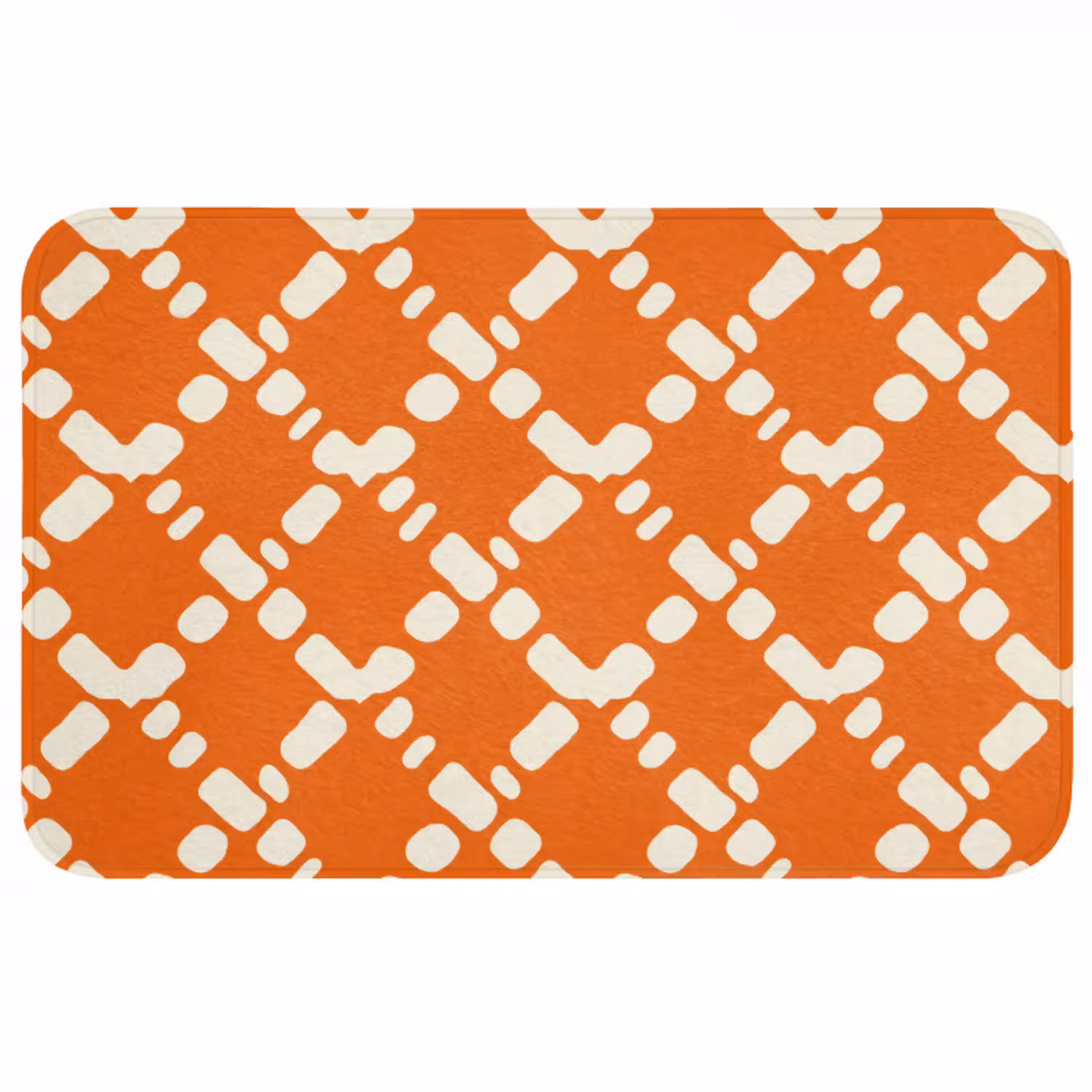 Oranje - Ruitpatroon - Wit Badmat middel 997 -3d