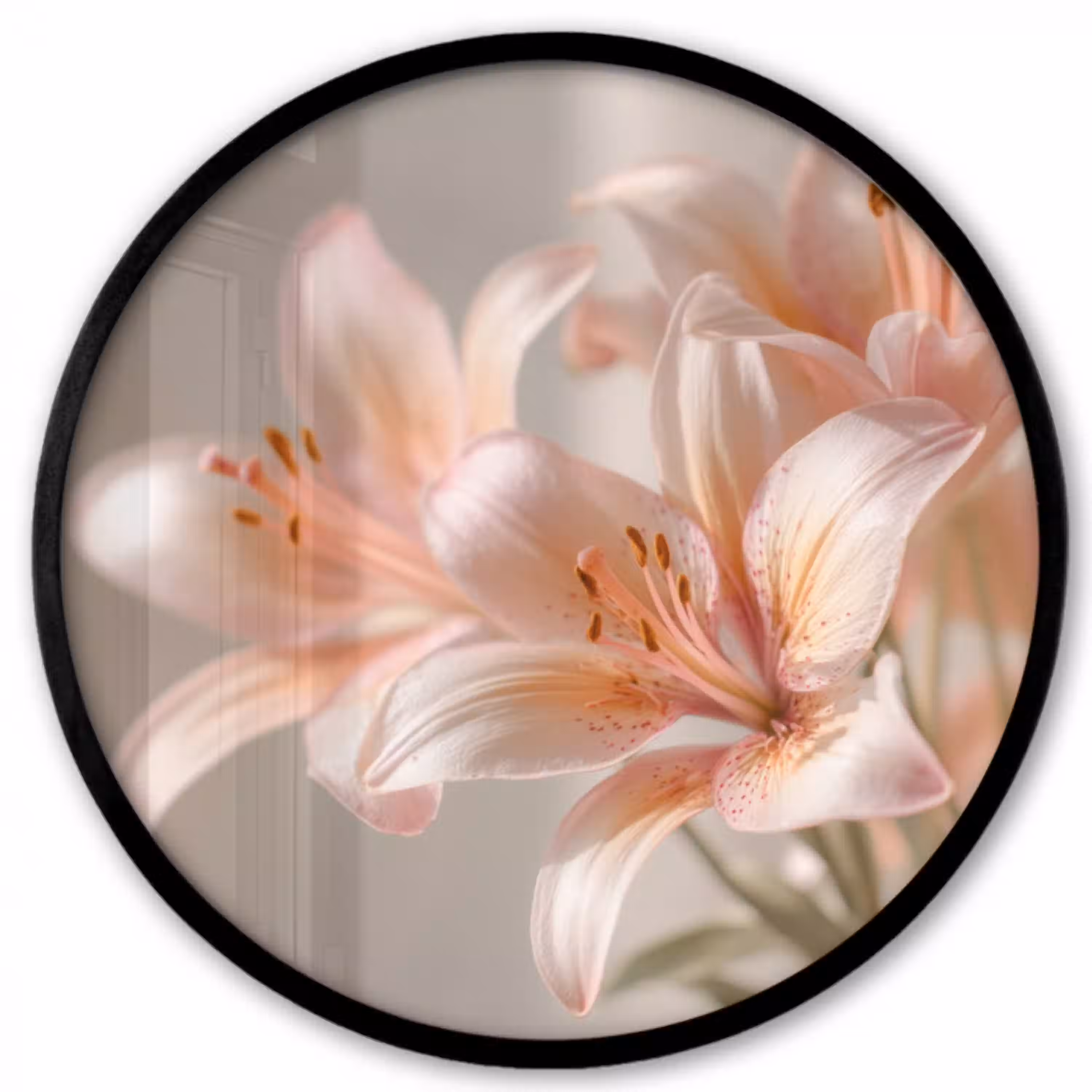 Lelies - Meeldraden - Roze - Wazig Fotolijst rond zonder passe partout klein -3d