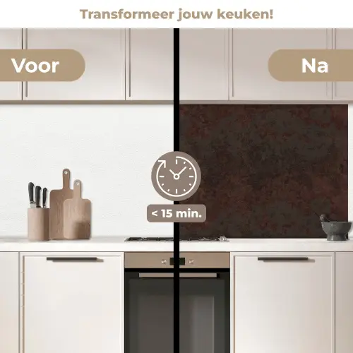 Metaal - Roest - Donker - Bruin keuken achterwand 2 middel 871 -voor-na2_NL