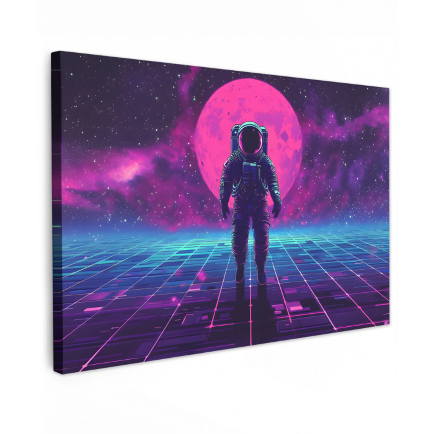 Astronaut - Maan - Roze - Sterrennevels canvas 2cm klein -z3d