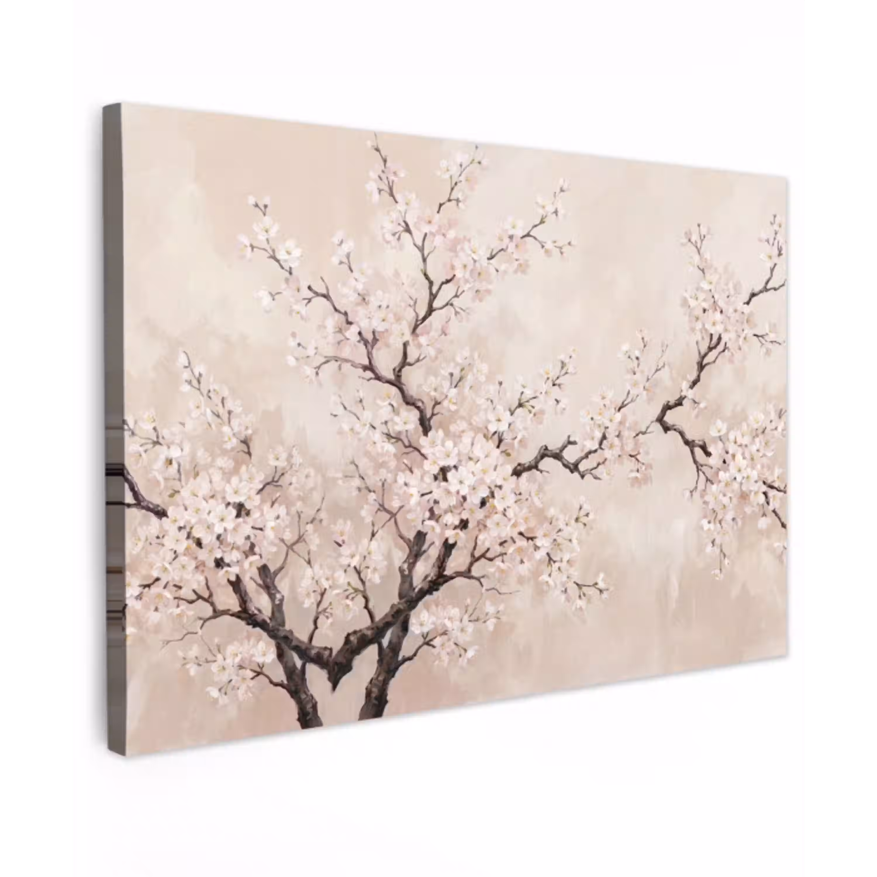 Bloesem - Illustratie - Taupe Tuinposter op houten frame 2 cm dik klein -3d