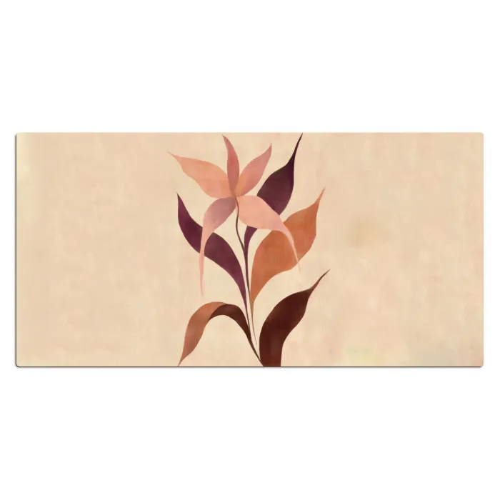 Minimalistisch - Bloem - Bladeren - Beige Muismat XXL klein -3d_leeg