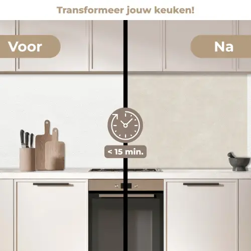 Zandkleurig - Modern - Egaal keuken achterwand 2 middel 871 -voor-na2_NL
