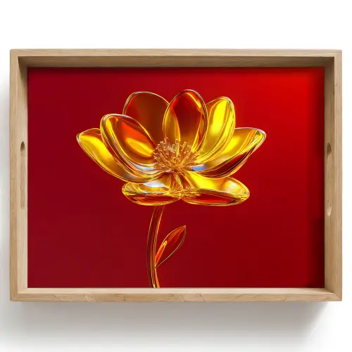 Bloem - Goud - Glazen Dienblad Rechthoek middel -z3d_shopping