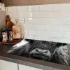 Schotse hooglander - Zwart - Wit - Sneeuwvlokken Inductie beschermer vinyl 3mm klein -sfeer3