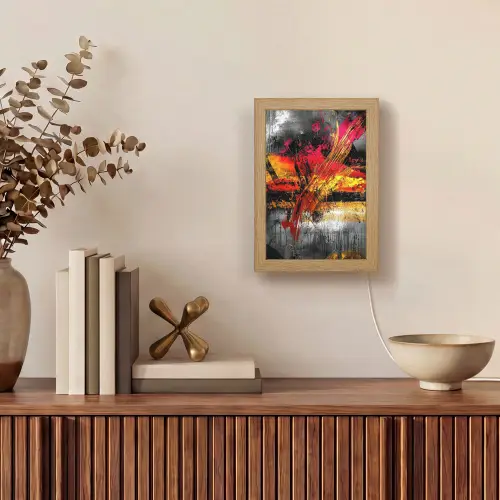 Kunst - Zwart - Abstract Light Box met kabel (Tafellamp) klein -sfeer2