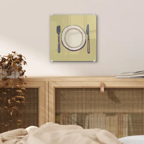 Illustratie - Bord - Bestek - Beige plexiglas 5mm klein -sfeer4