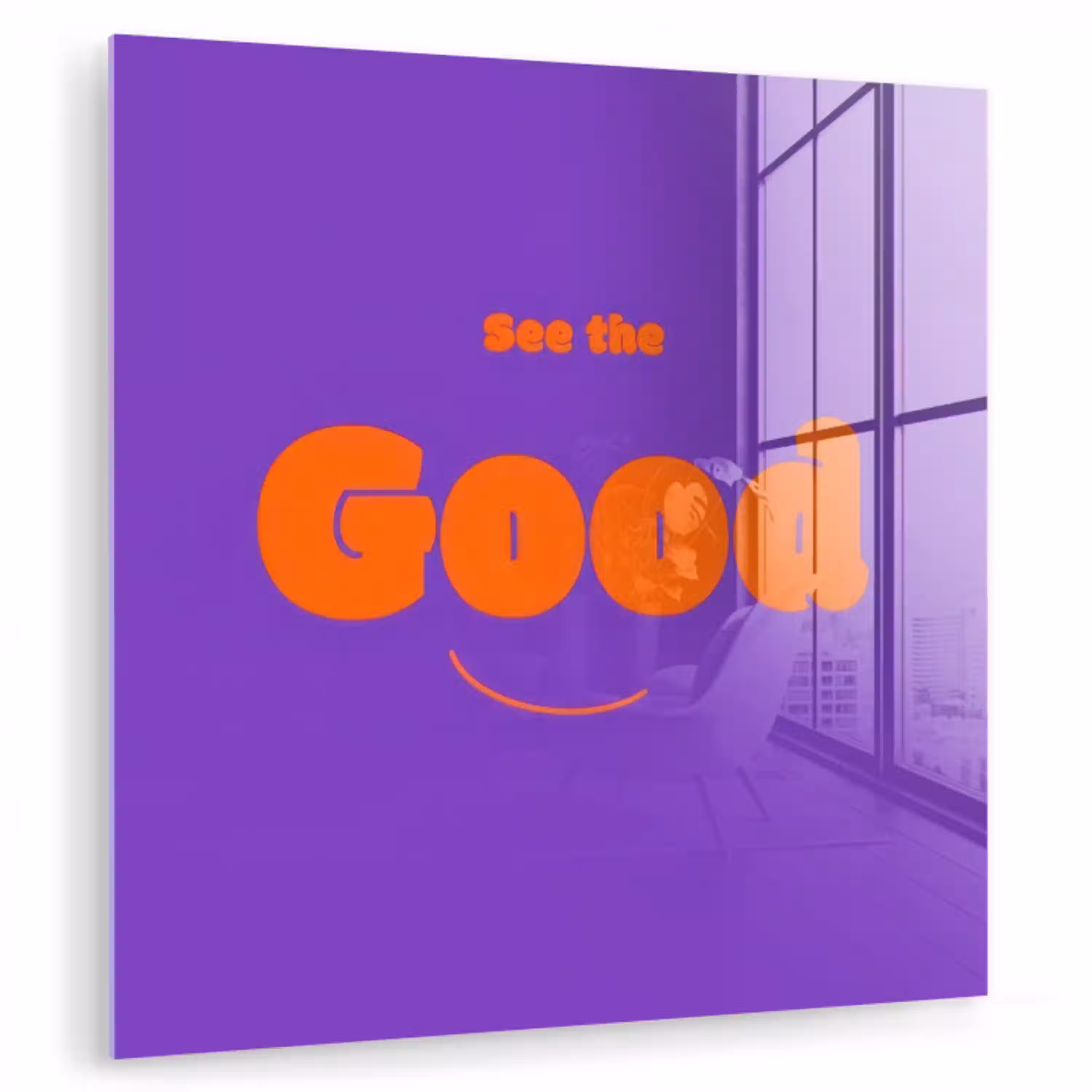 See the good - Oranje - Paars - Smiley plexiglas 5mm klein -zzzproduct_nieuw