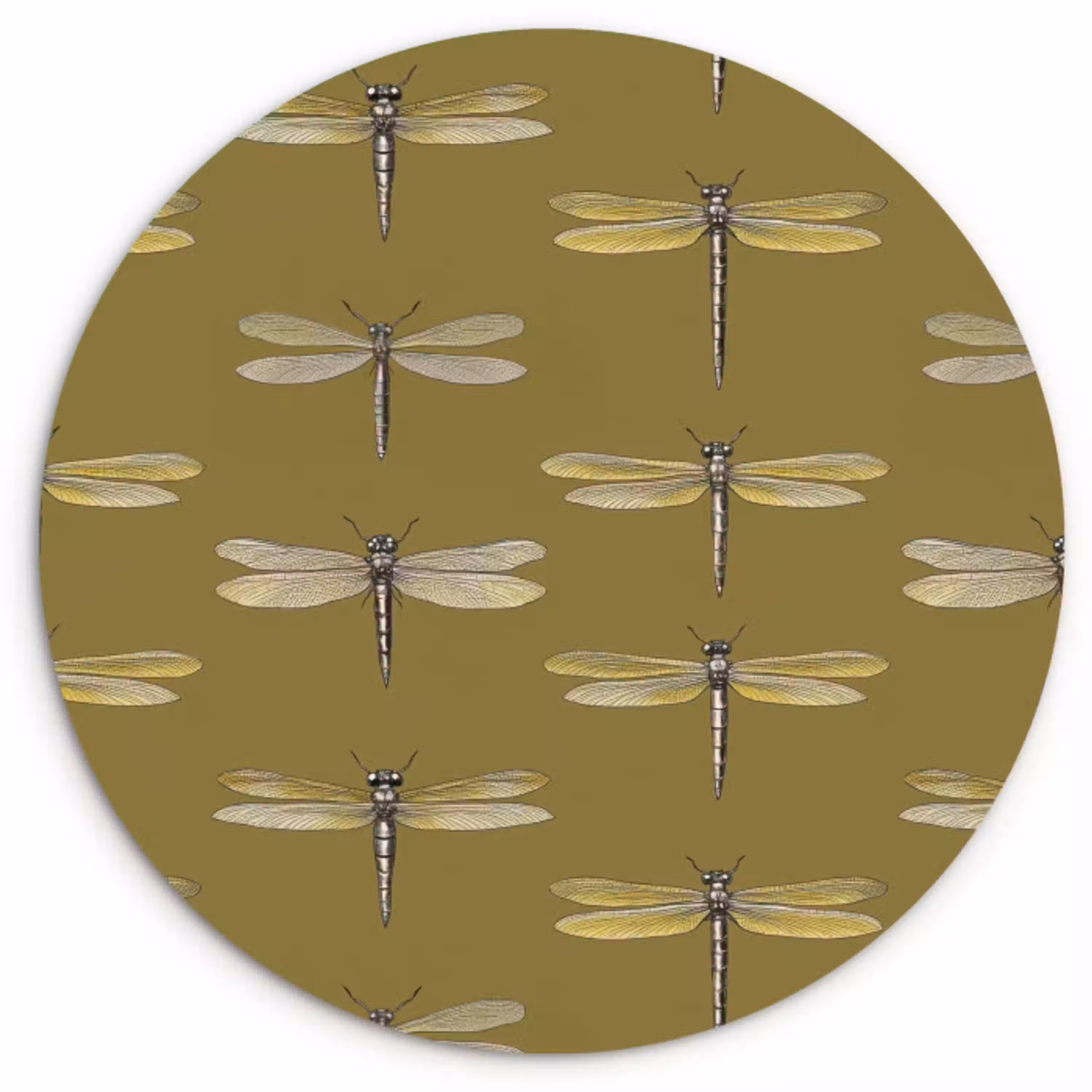 Libellen - Patroon - Groen Wandcirkel kunststof plaat 5mm dik klein 188 -3d