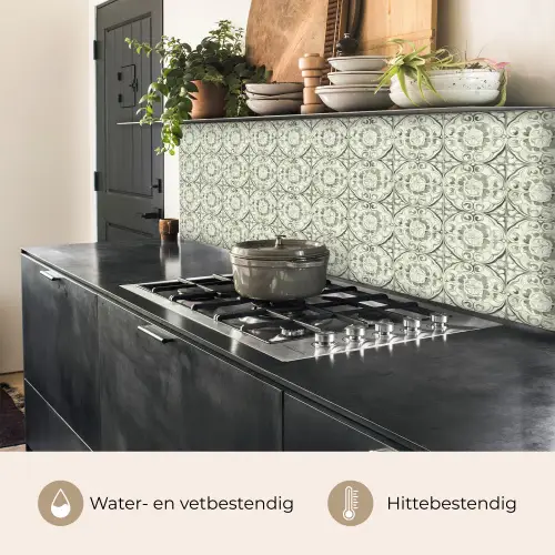 Krulornament - Tegel - Groen keuken achterwand 2 middel 871 -usp_NL