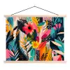 Schilderij - Abstract - Bloemen - Roze textielposter latten blank klein -3d